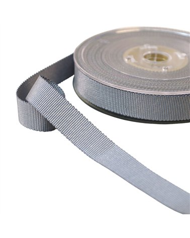 Bobine 38m petersham avec fils métalliques gris clair