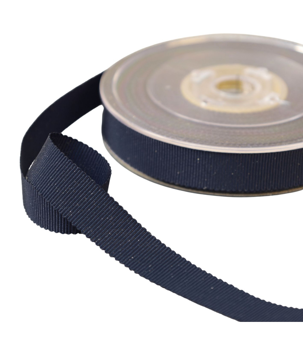 Petersham-Band mit marineblauen Metallic-Fäden pro Meter