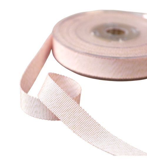 Petersham ribbon with light pink metallic threads per meter