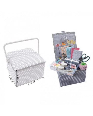 Small square sewing box L26xH19cm printed black stars