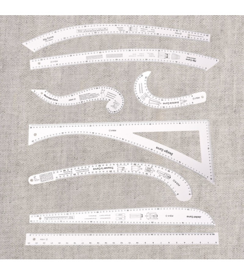 Set mit 8 weißen Linealen