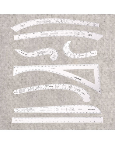 Set of 8 pieces of white rulers