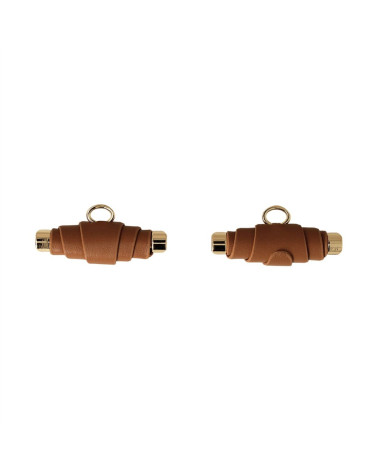 Bouton buchette simili cuir 48mm marron havane