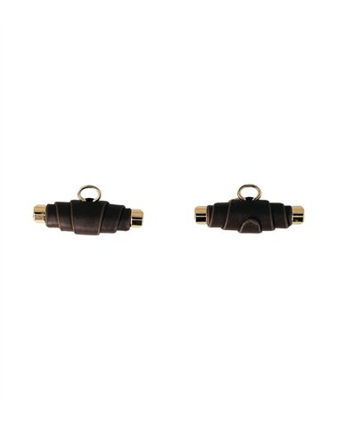 Bouton buchette simili cuir 48mm marron