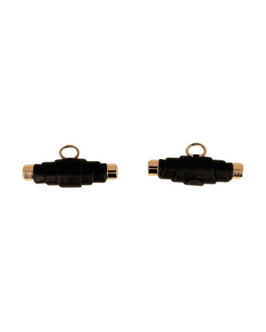 Bouton buchette simili cuir 48mm noir