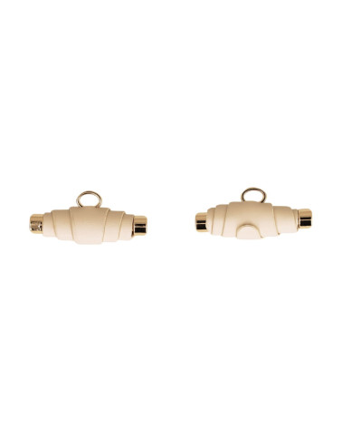 Bouton buchette simili cuir 48mm ivoire
