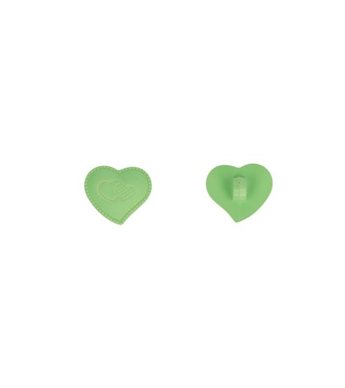 Bouton coeur culot 17mm vert saule