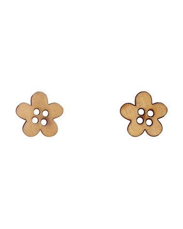 Bouton en bois découpé fleur 14mm x 14mm