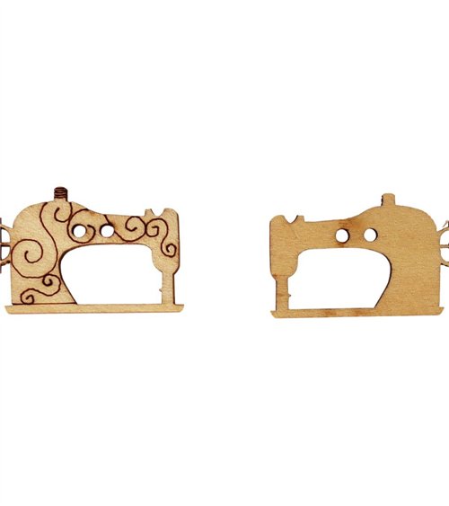 Bouton en bois découpé machine à coudre 17mm x 5mm