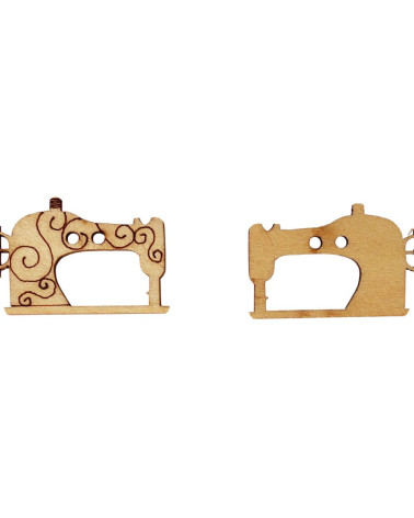 Bouton en bois découpé machine à coudre 17mm x 5mm