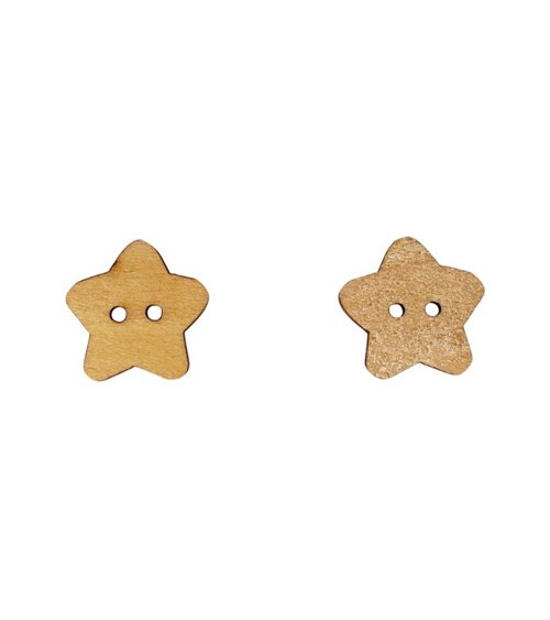 Lot de 6 boutons en bois découpé étoile 15mm x 15mm