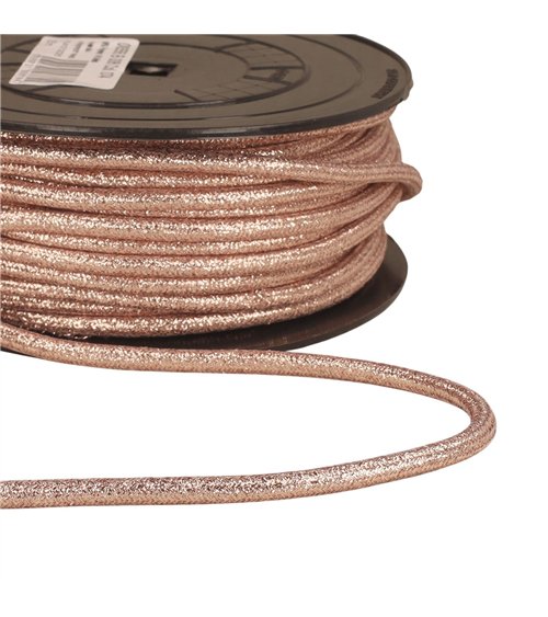 Bobine 25m cordon métallique 6mm rose clair
