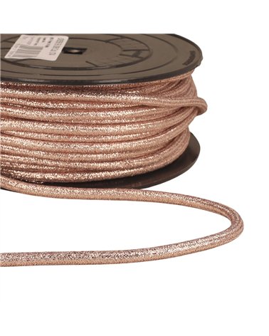 Bobine 25m cordon métallique 6mm rose clair