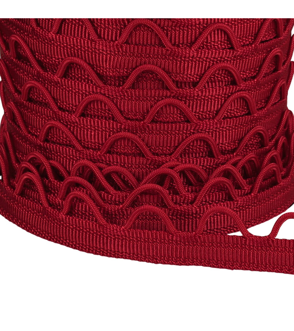 20m reel of strap with loops 12mm red