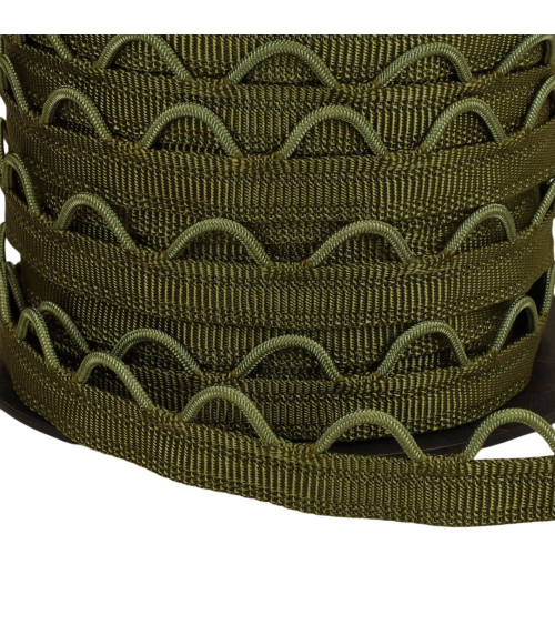 20m spool of strap with loops 12mm khaki