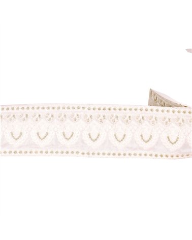 Bobine 8,8m galon brodé empire 53mm blanc