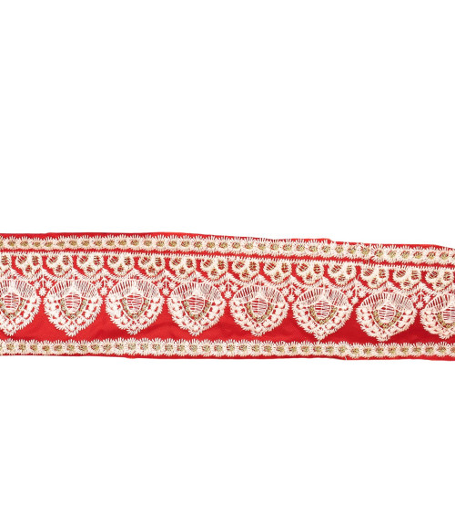 Bobina de 8,8m de trenza bordada imperio 53mm rojo