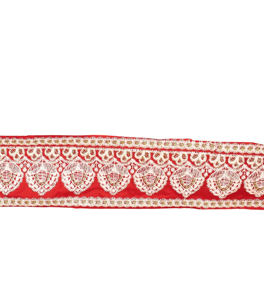 Bobine 8,8m galon brodé empire 53mm rouge