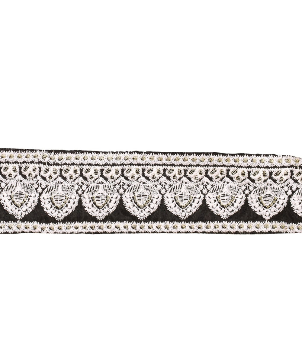 Bobina de 8,8m de trenza bordada imperio 53mm negro