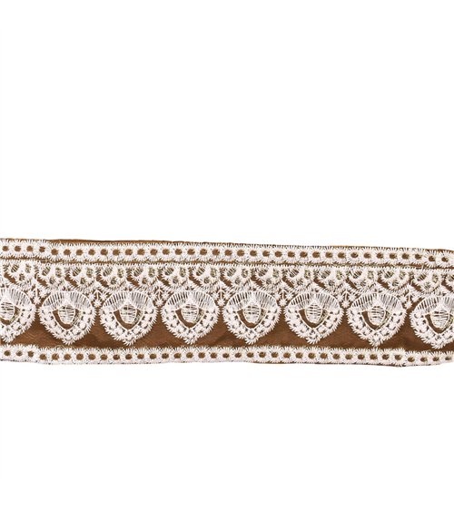 Bobine 8,8m galon brodé empire 53mm marron chocolat