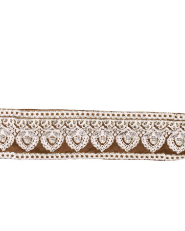 Bobina da 8,8 m di treccia ricamata stile impero da 53 mm marrone cioccolato