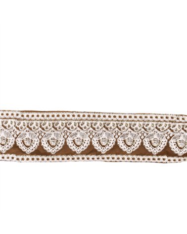 Bobine 8,8m galon brodé empire 53mm marron chocolat