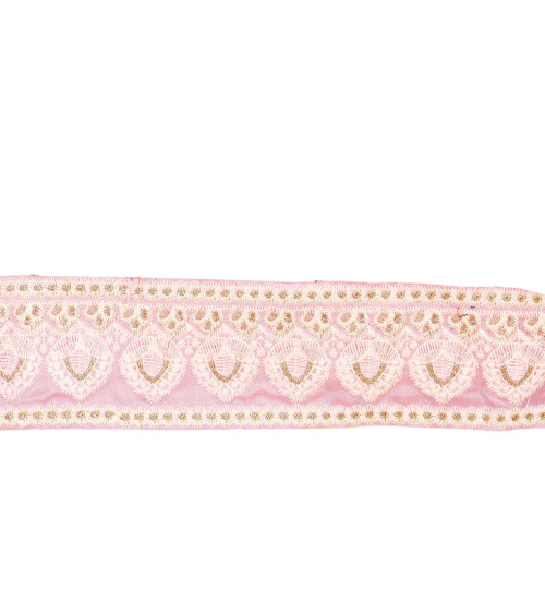 Bobina da 8,8 m di treccia ricamata stile impero da 53 mm rosa chiaro