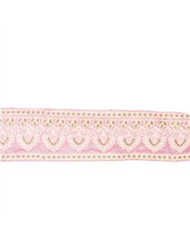 Bobine 8,8m galon brodé empire 53mm rose clair