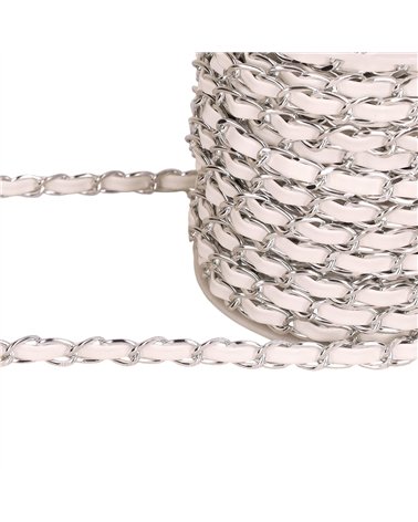Bobine 20m chaîne aluminium avec lacette 8mm blanc