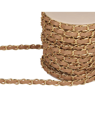 20m spool of aluminum chain with 8mm beige lace