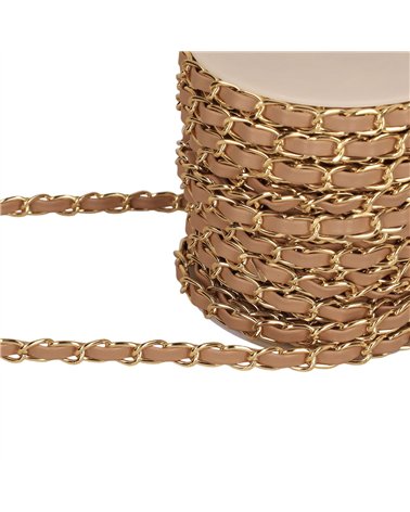 Bobine 20m chaîne aluminium avec lacette 8mm beige