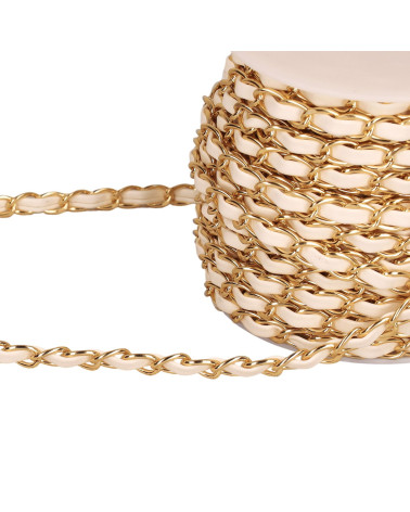 20m spool of aluminum chain with 8mm ecru lace