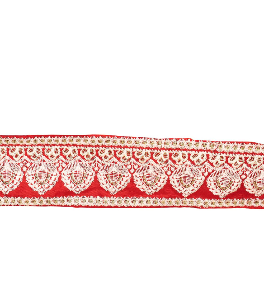 Gesticktes Empire-Geflecht 53 mm rot, Meterware