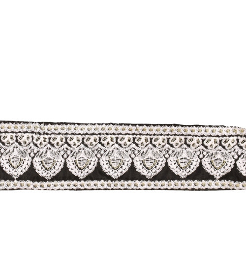 Empire embroidered braid 53mm black per meter