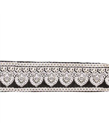 Galon brodé empire 53mm noir au mètre