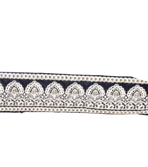 Galon brodé empire 53mm bleu marine au mètre