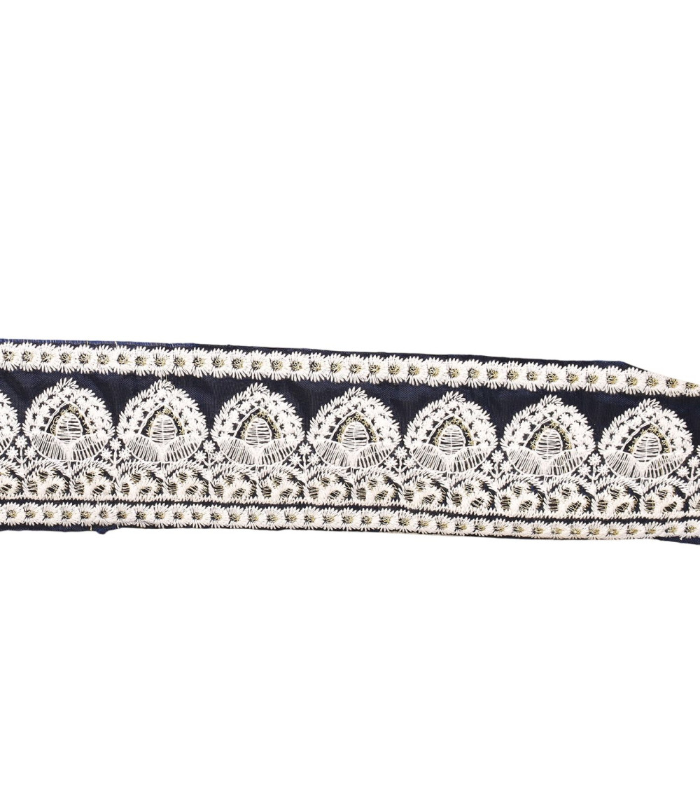 Trenza imperio bordada 53mm azul marino al metro