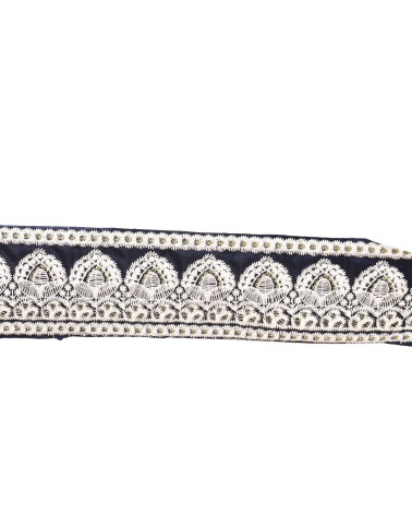 Embroidered empire braid 53mm navy blue by the meter