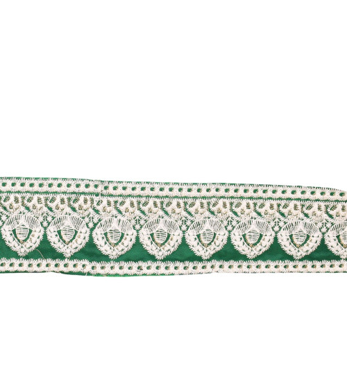 Treccia ricamata impero da 53 mm verde kaki al metro