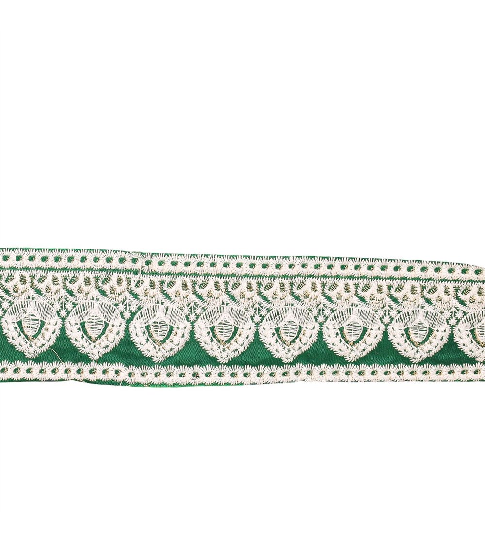 Galon brodé empire 53mm vert kaki au mètre