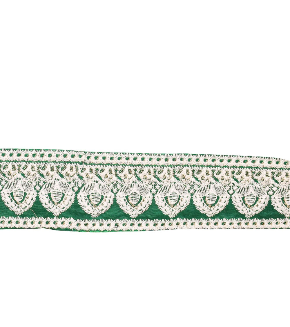 Trenza bordada imperio 53mm verde caqui por metro
