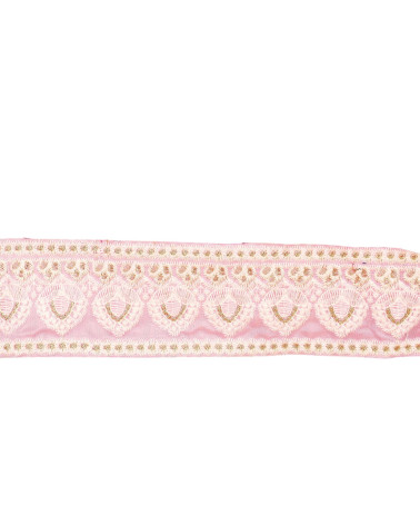 Treccia ricamata impero 53 mm rosa chiaro al metro