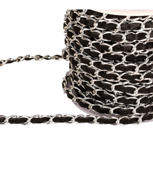 Aluminum chain with 8mm black lace per meter