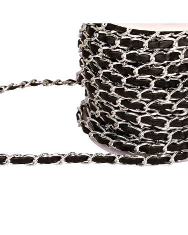 Aluminum chain with 8mm black lace per meter