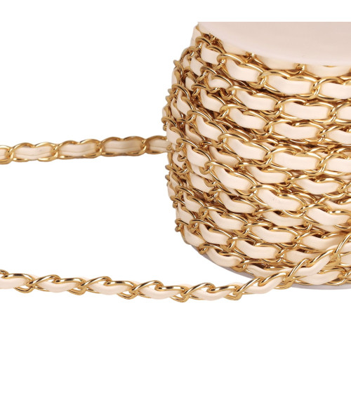 Aluminum chain with 8mm ecru lace per meter