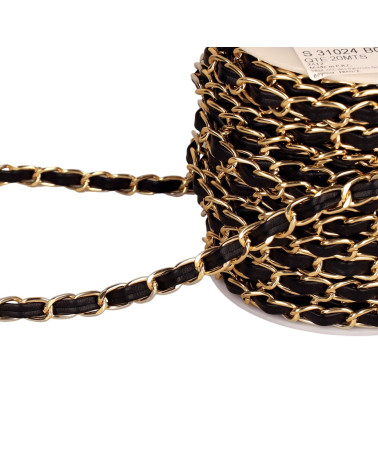 Aluminum chain with 8mm black/gold lace per meter
