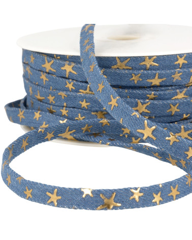 Bobina da 25mt effetto jeans pizzo 10mm stelle blu