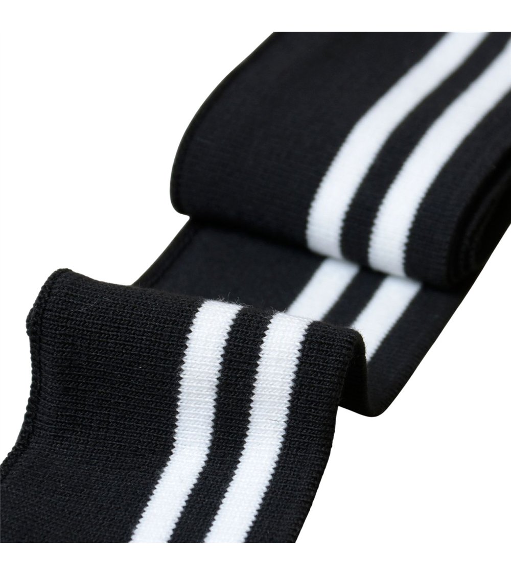 Bord côte 6m poignets & taille 1,20mts noir blanc