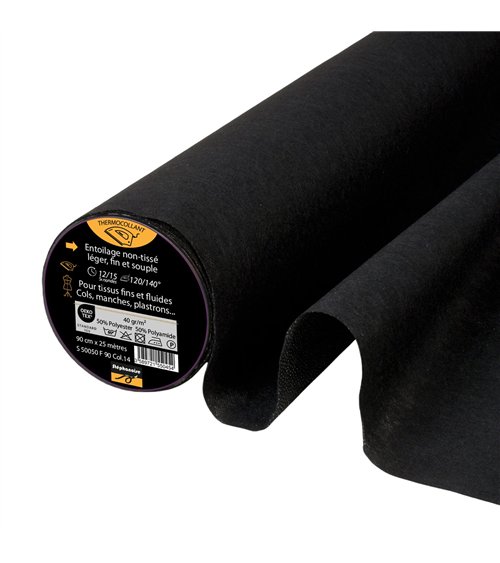 Entoilage / Toile thermocollante non tissée fine 40 g/m3 90cm au mètre