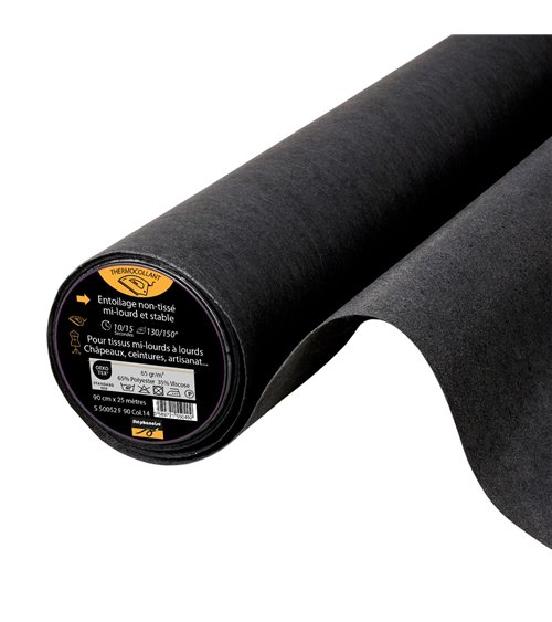 Entoilage / Toile thermocollante non tissée epaisse 65g/m2 90cm au mètre
